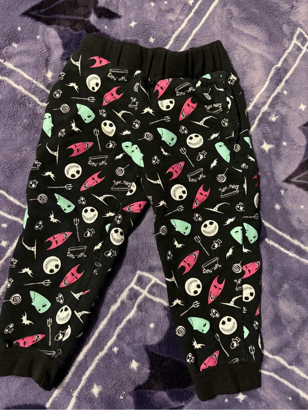 Black Kids Joggers with Pink, Mint & White Character Print